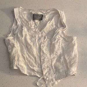 Reformation Ivory Lace Trim Blouse